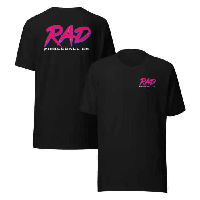RAD-Pickleball-staple-t-shirt-black-front-and-back