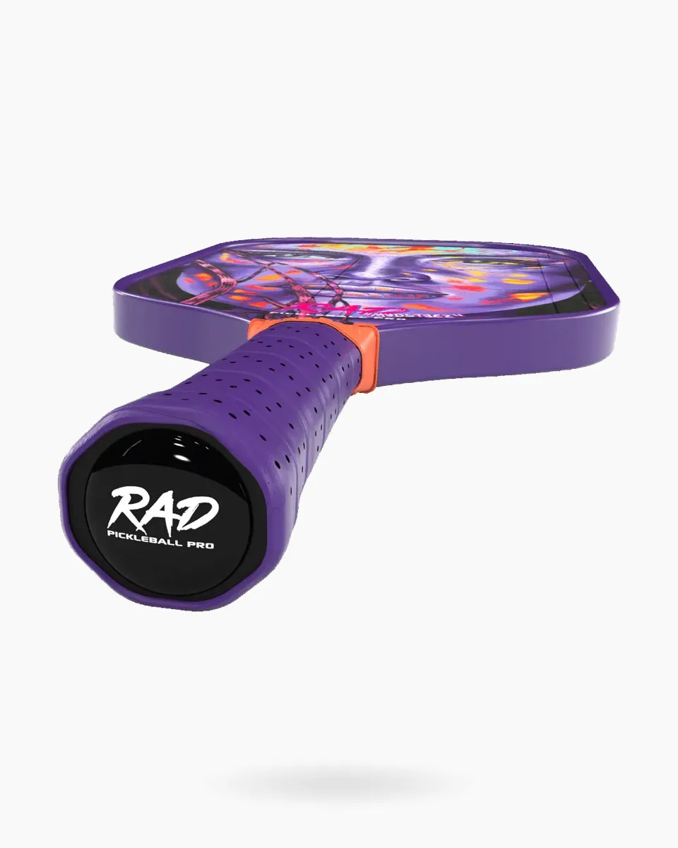 3/4 perspective of the Madsteez Face Pro highlighting the vibrant artist-edition graphics