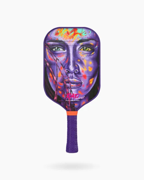 Madsteez Face Pro Pickleball Paddle full view showing T700 Raw Carbon surface and street art design