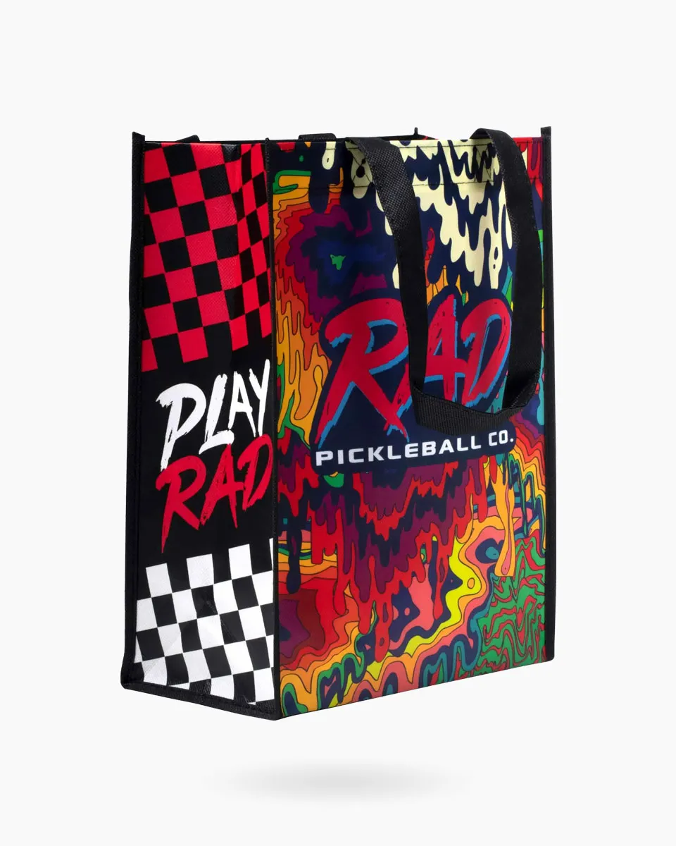 RAD Pro Courtside Tote full frontal view highlighting minimalist black design and bold branding