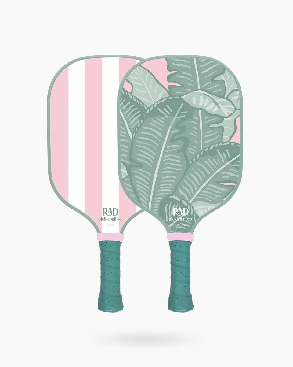 Close-up of the 130mm ergonomic handle and custom grip on The Beverly paddle