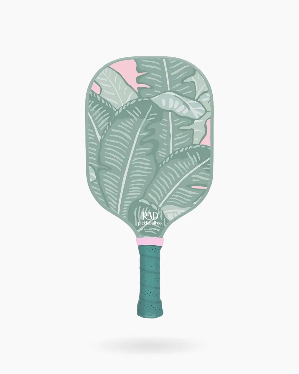The Beverly Pickleball Paddle full frontal view showing Julie Duggan Sbicca artwork and wide-body shape.