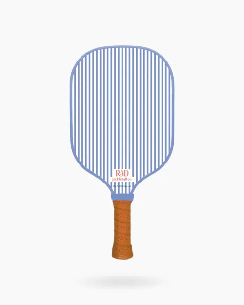 The Newport Pickleball Paddle full frontal view showing Julie Duggan Sbicca coastal artwork and wide-body shape